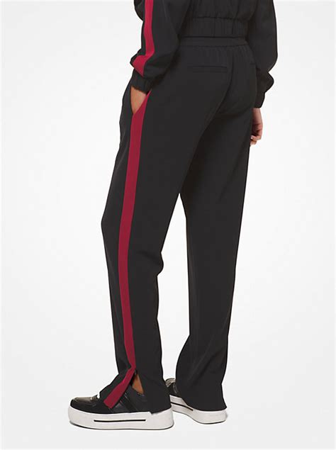 michael kors red track pants with white stripe|Michael Kors track pants.